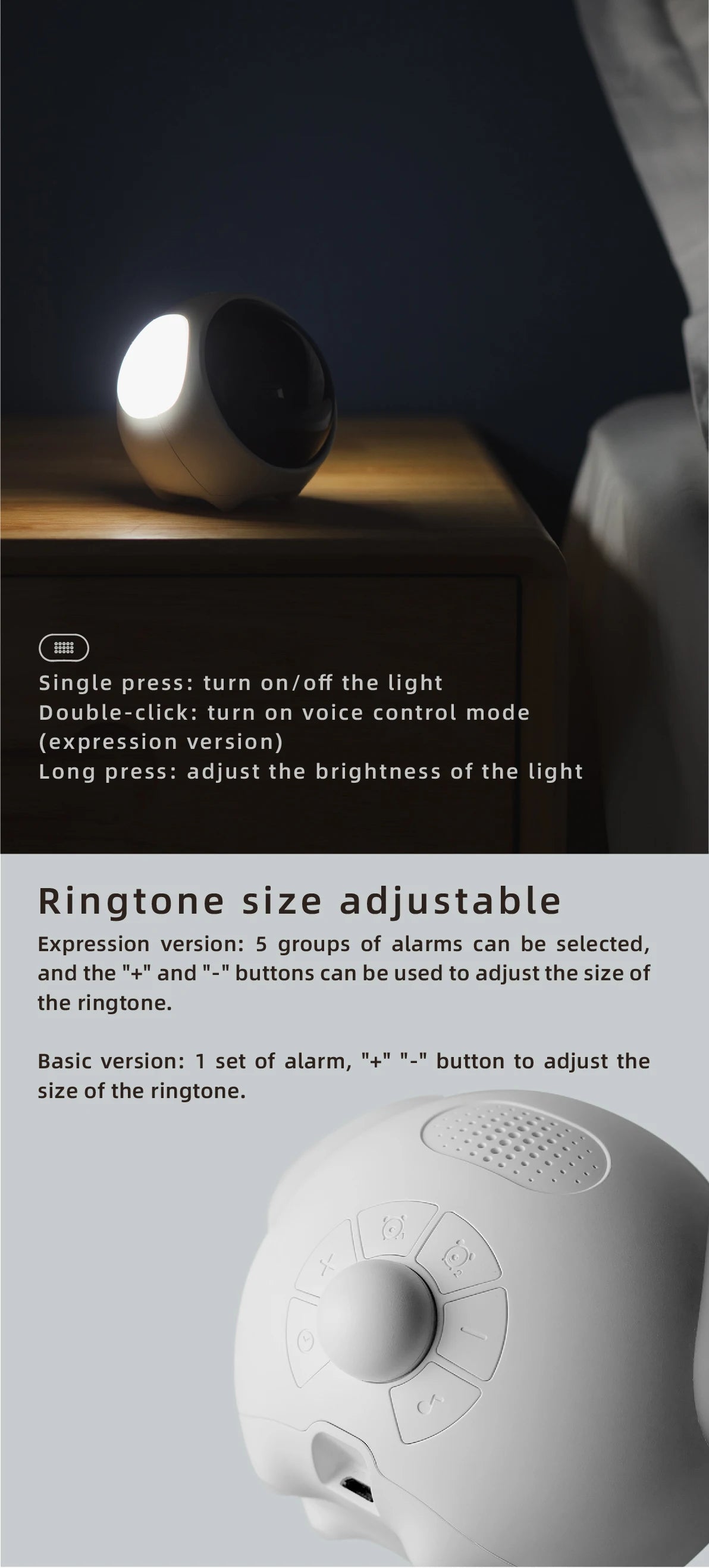 Child Alarm clock Digital Emotion Table Clock WIth Light Wireless Smart Bedside Cute Cartoon Alarm Clock For Kids