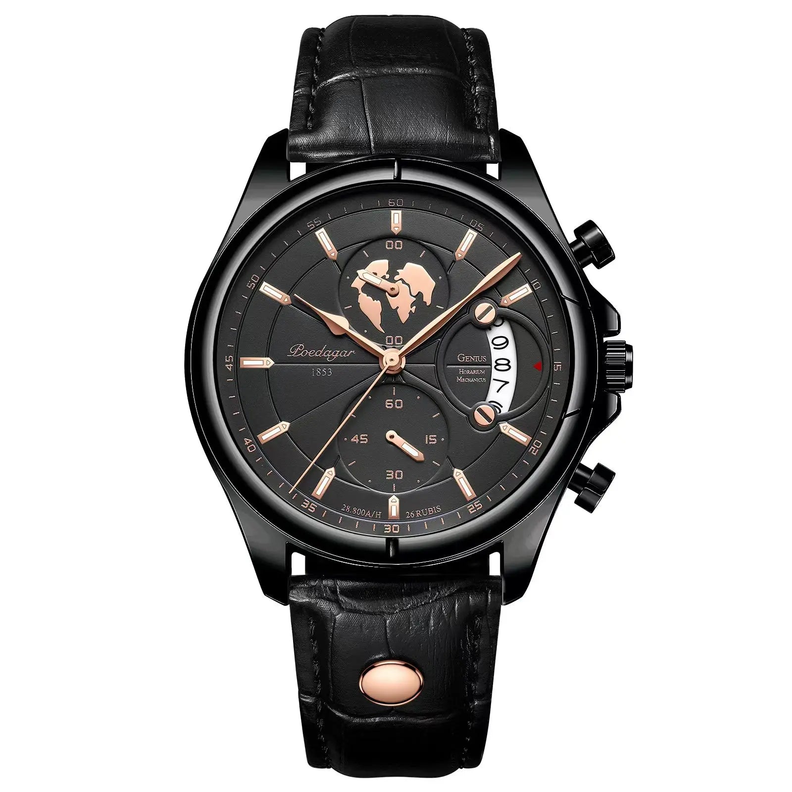 POEDAGAR Luxury Man Wristwatch Chronograph Date Waterproof Leather Men Watch Casual Quartz Men's Watches Sports Male Clock Reloj