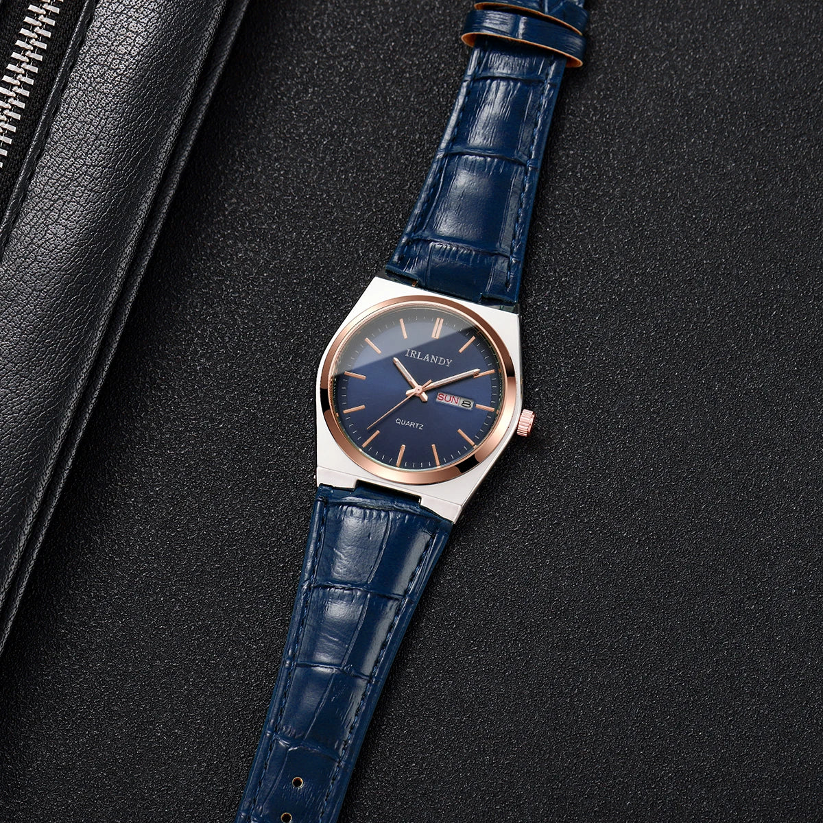 Fashion Men Business Watches Calendar Quartz Watch Casual Leather Strap Wristwatches Reloj Hombre（Without Box）