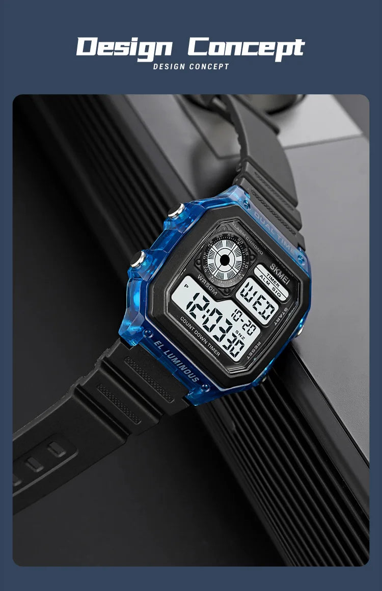SKMEI 1998 Mens Multifunction 5Bar Waterproof Chrono Wristwatch Clock reloj hombre  Japan Digital Movement Countdown Sport Watch