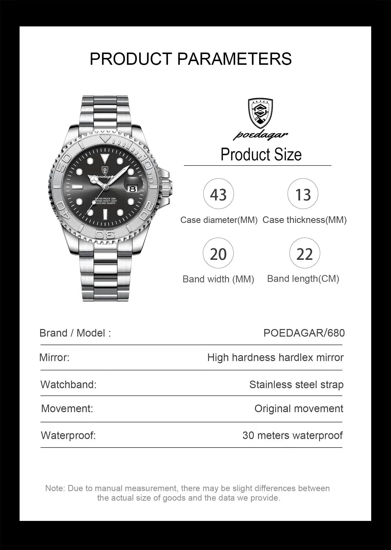 POEDAGAR Luxury Business Men Watch Waterproof Luminous Date Stainless Steel Men's Watches Military High Quality Quartz Man Watch