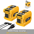 Kzreect 220W Power Inverter Compatible with Dewalt us 20V Battery, 20V to AC 110V, 4 Output & 300LM LED, Inverter for Camping