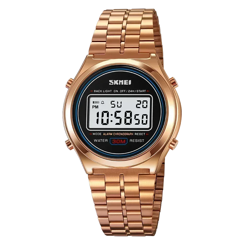 SKMEI 2146  Stainless Steel Men Waterproof Date Alarm Wriswatch reloj hombre Back Light Display Stopwatch Digital Sport Watches