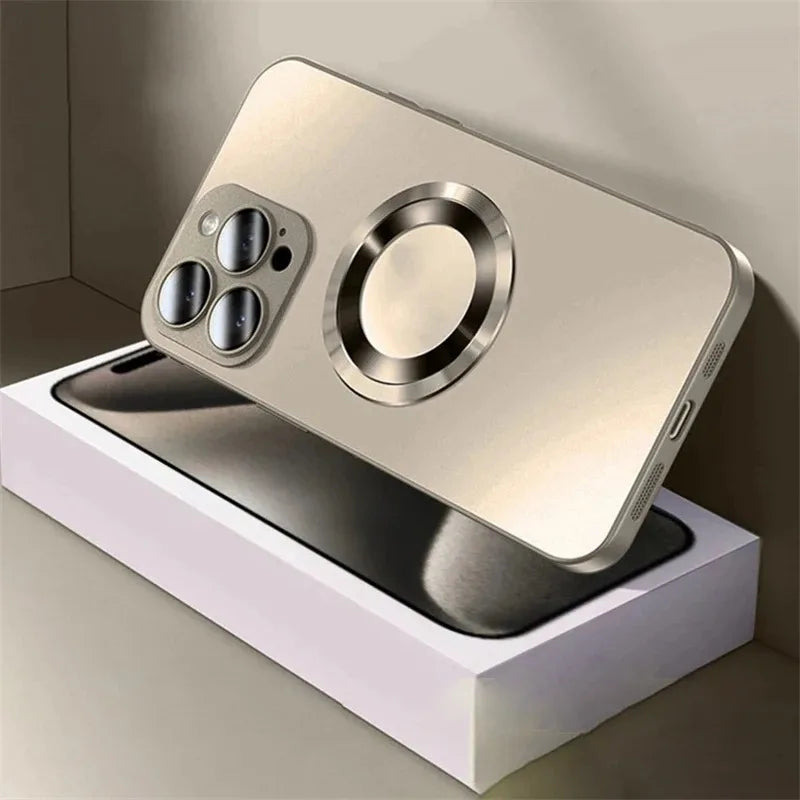 Luxury Matte Magnetic For Magsafe Case For iPhone 16 15 Pro Max 14 13 12 11 Camera Protection Shockproof Wireless Charging Cover