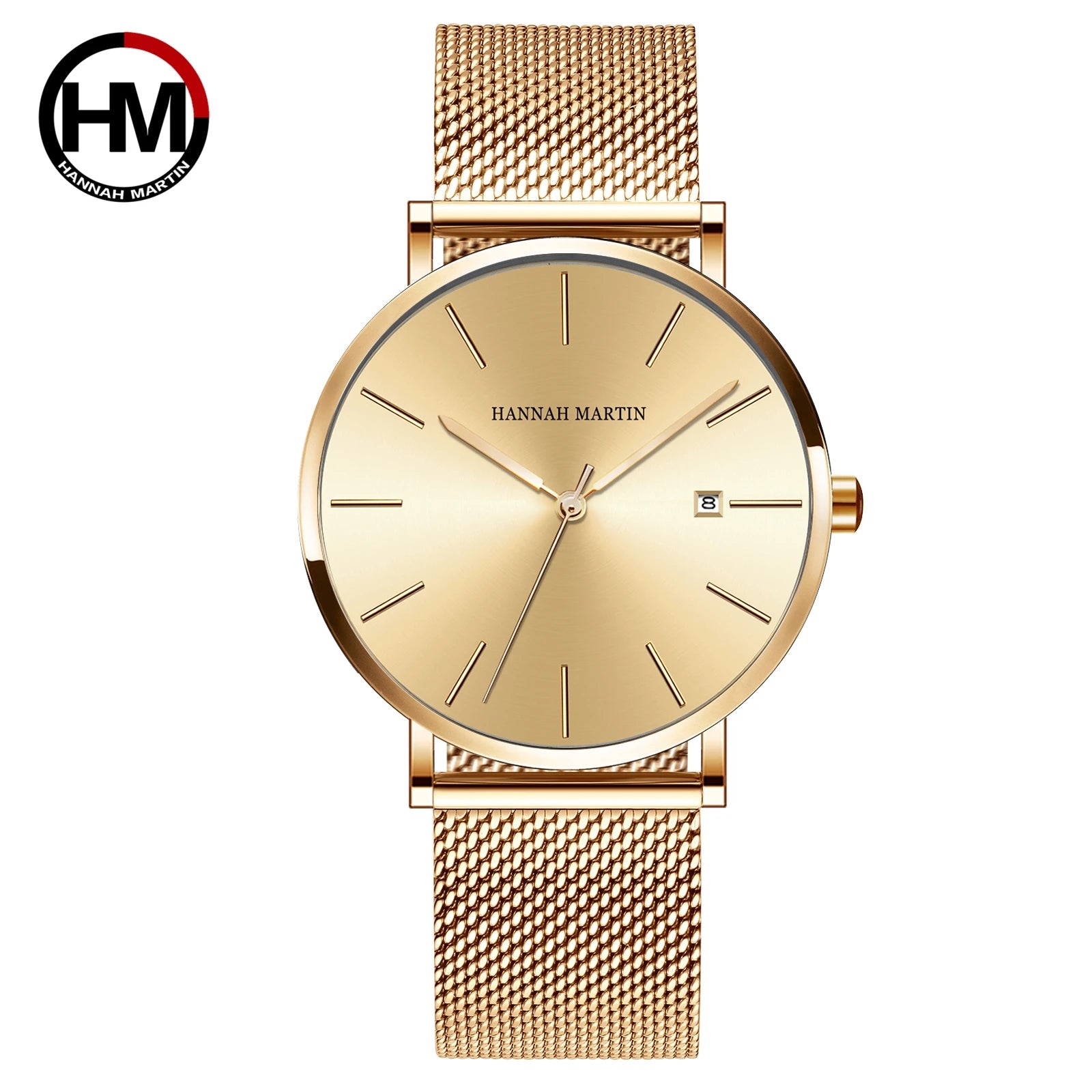 Men Dropshipping Wristwatch Hannah Martin Japan Movement 40mm Blue Minimalist Casual Leather Top Brand 3Bar Luxury Watch for Men