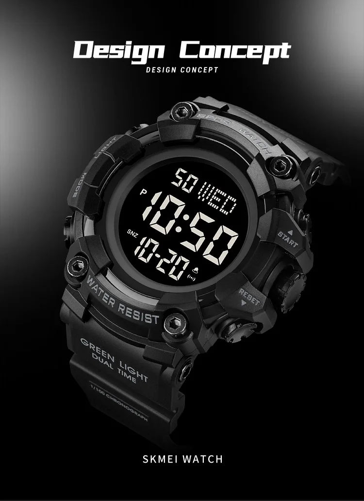 Skmei Luxury Fashion Sports Watches Men Waterproof Stopwatch Dual Time Digital Wristwatch Big Dial Clock Reloj Hombre
