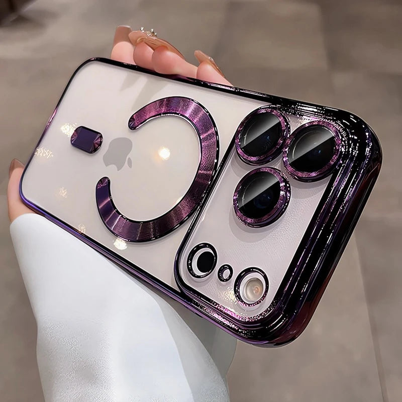 Luxury Magsafe Soft Phone Case For iPhone 11 12 13 14 15 16 17 Pro Max Plus Air Magnetic Transparent TPU Bumper Cases Cover