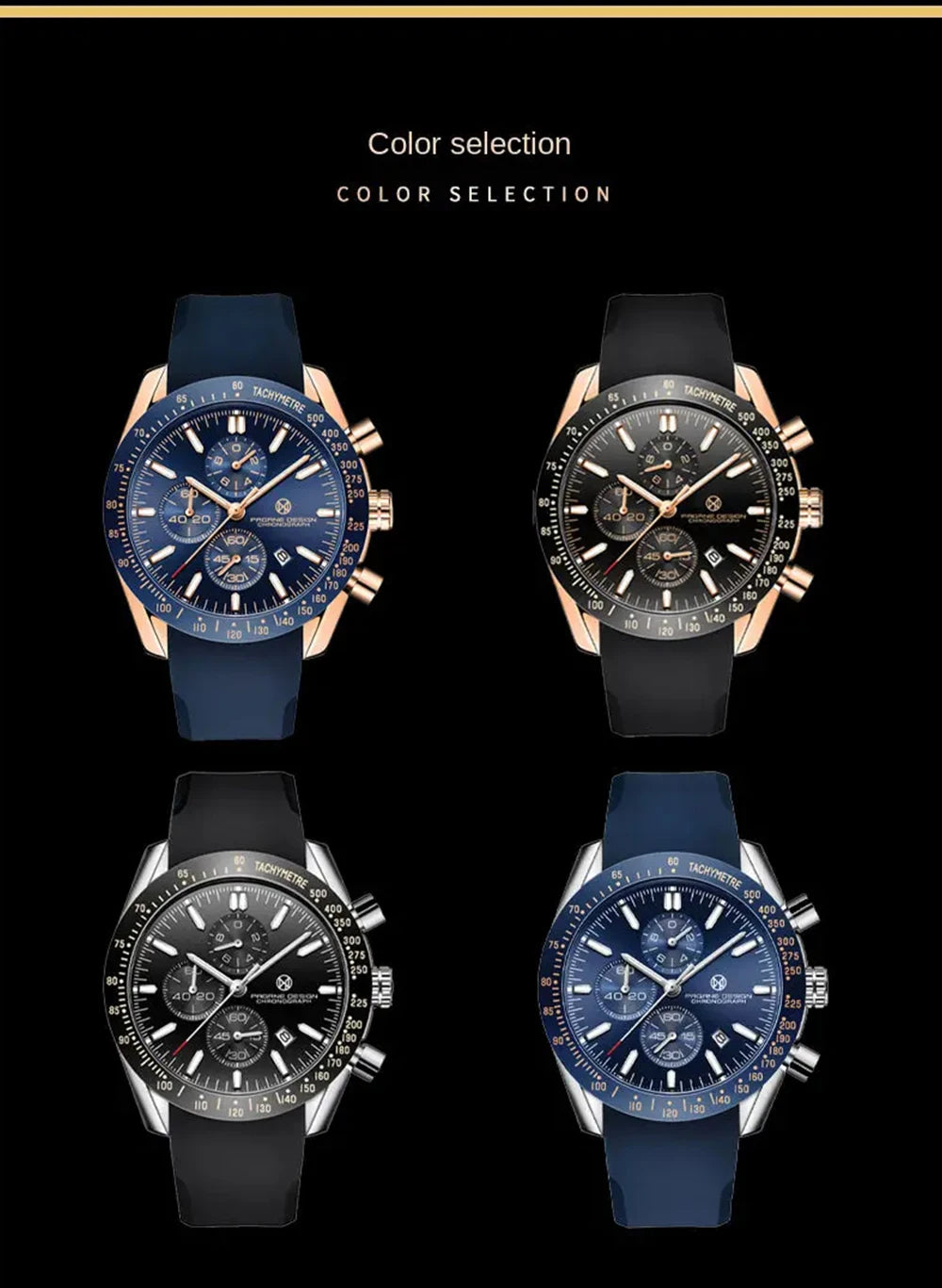 Pagane Design 2026 New Men's Quartz Chronograph Luxury Sapphire Stainless Steel Waterproof 3Bar Night Light C3 Casual Watch