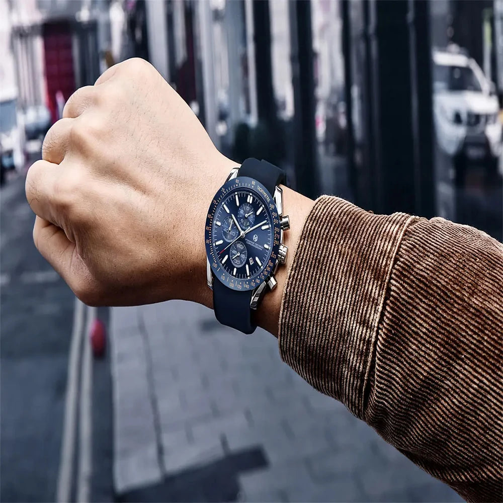 Pagane Design 2026 New Men's Quartz Chronograph Luxury Sapphire Stainless Steel Waterproof 3Bar Night Light C3 Casual Watch