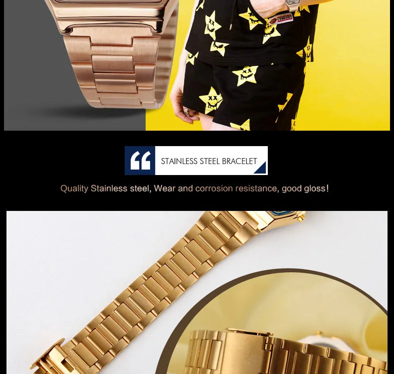 Skmei 3Bar Waterproof Digital Watch Reloj Hombre For Casual Sport 1123 Fashion Men Stainless Steel Strap LED Display Watches