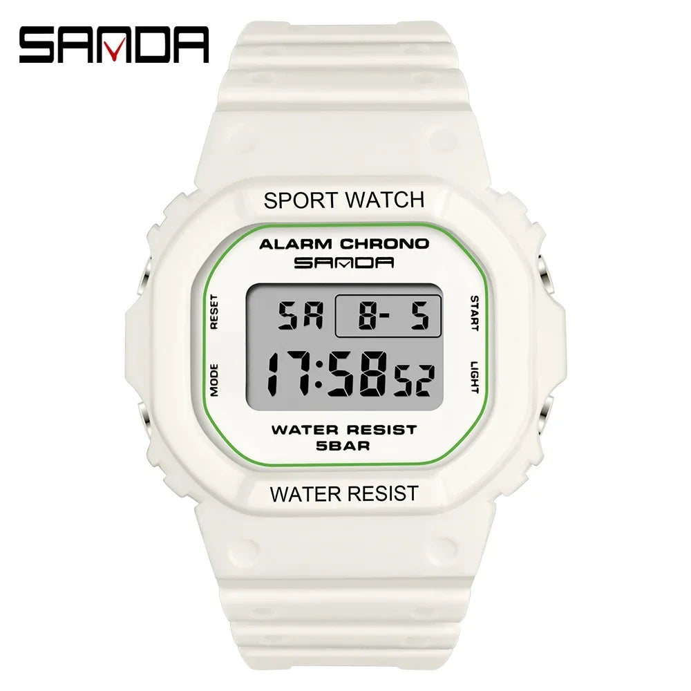 SANDA 293  Waterproof Watch Fashion Brand Ladies Watches For Women Sport Digital Wristwatches Female Clock LED Display 50m