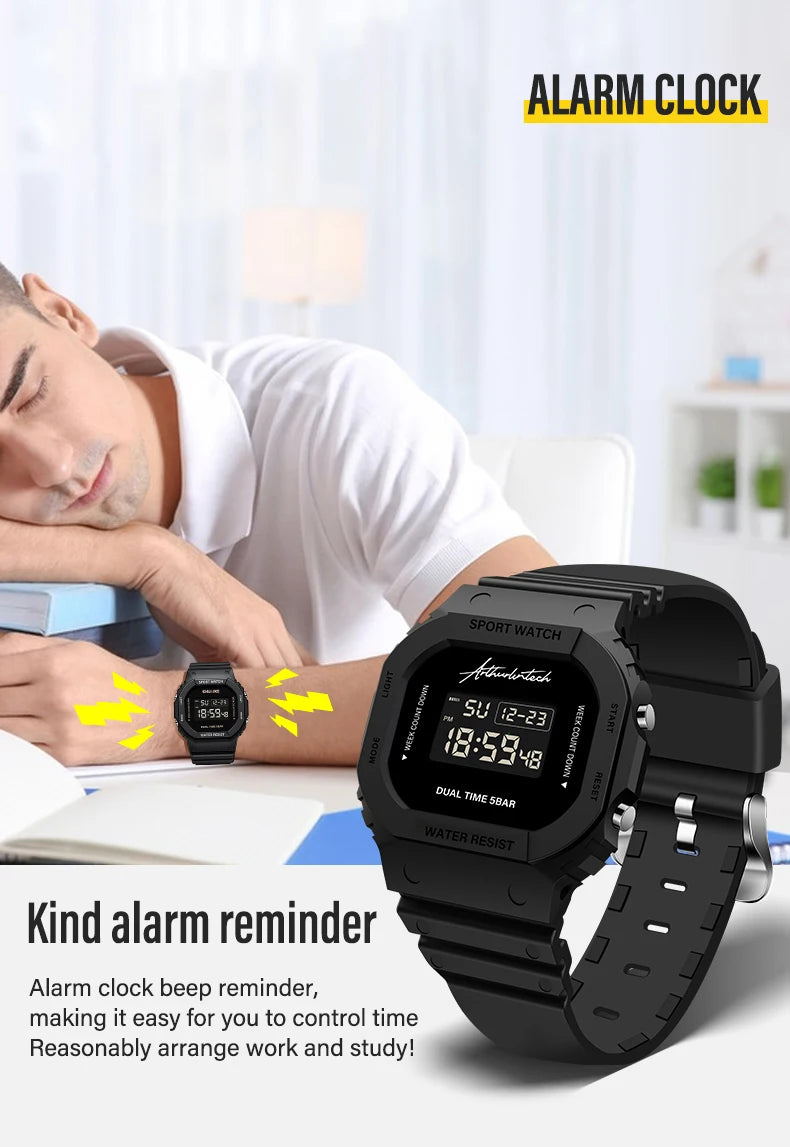 Military Digital Watch for Men Sports Waterproof Shockproof Mens Wristwatches LED Didplay Alarm Clock Reloj Hombre