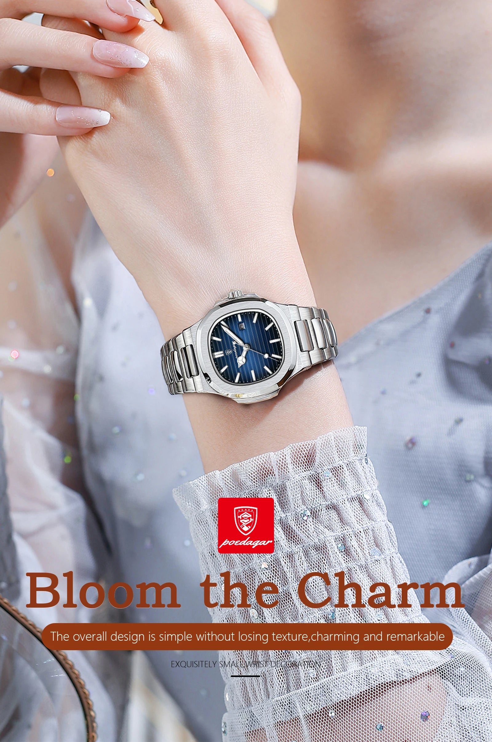 POEDAGAR Luxury Woman’s Quartz Watch Date Waterproof Luminous Ladies Wristwatch Stainless Steel Fashion Watches For Women Reloj