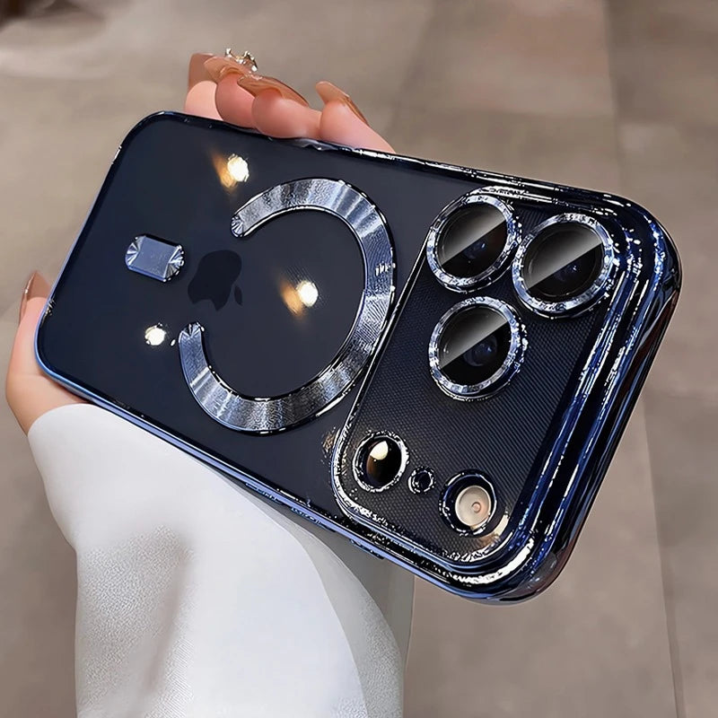 Luxury Magsafe Soft Phone Case For iPhone 11 12 13 14 15 16 17 Pro Max Plus Air Magnetic Transparent TPU Bumper Cases Cover
