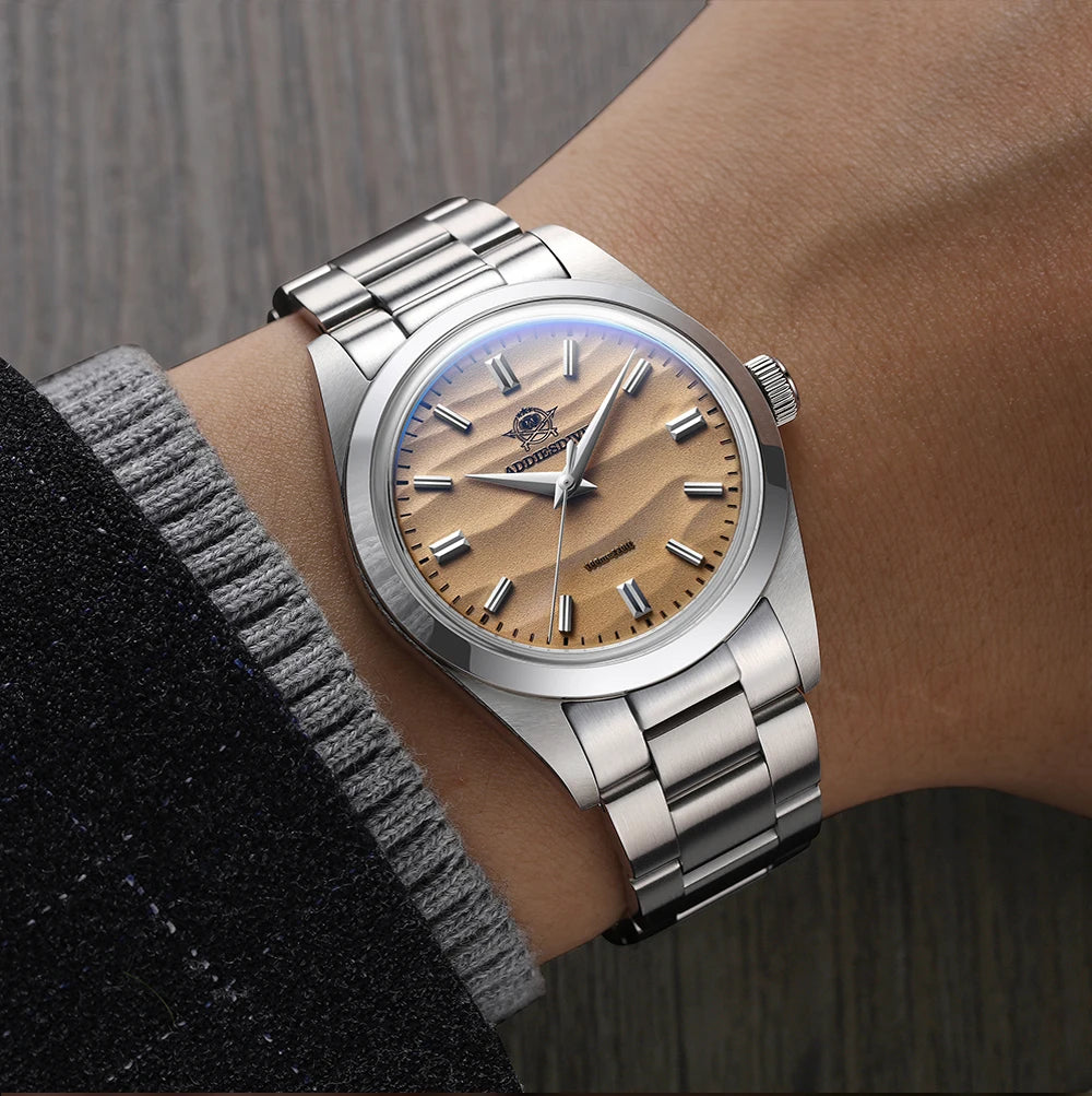 ADDIESDIVE Hot Sale Quartz Watch Simple 10Bar Steel Dive Wristwatch Bubble Mirror Pot Cover Glass Sports 36mm Men Watches AD2030