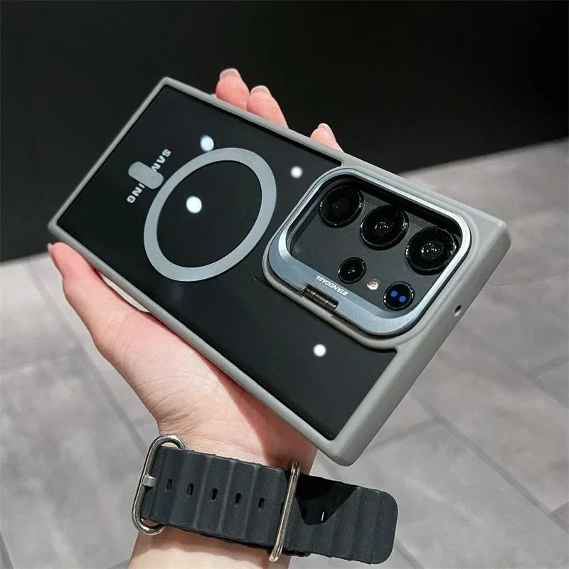 Camera Protector Holder Clear Phone Case For Samsung Galaxy S25 Ultra S24 S23 S22 S23 FE Plus Magsafe Magnetic Cover Capa Fundas