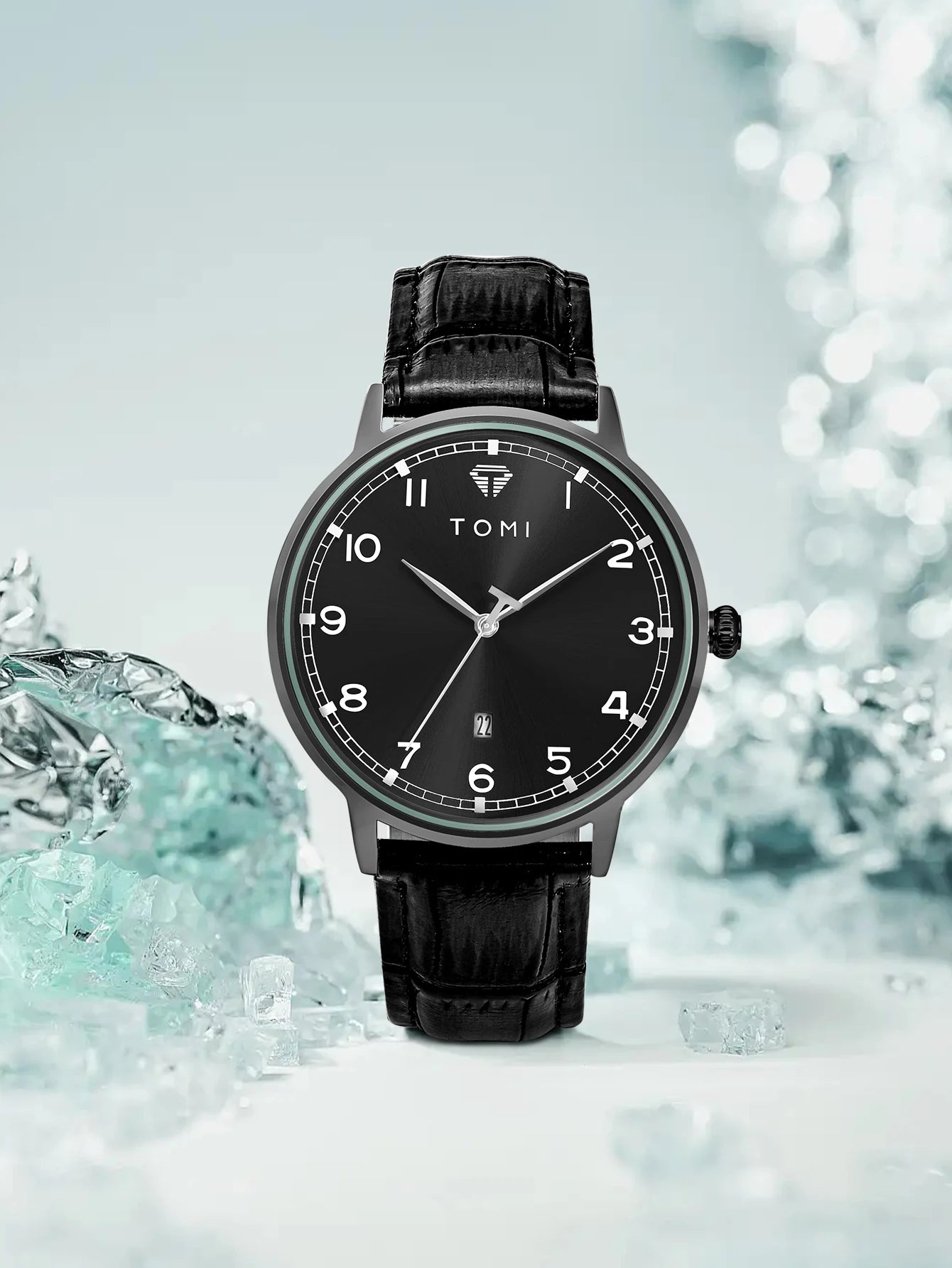 TOMI men's minimalist fashion watch circular dial calendar men's and women's casual quartz watch clock gift