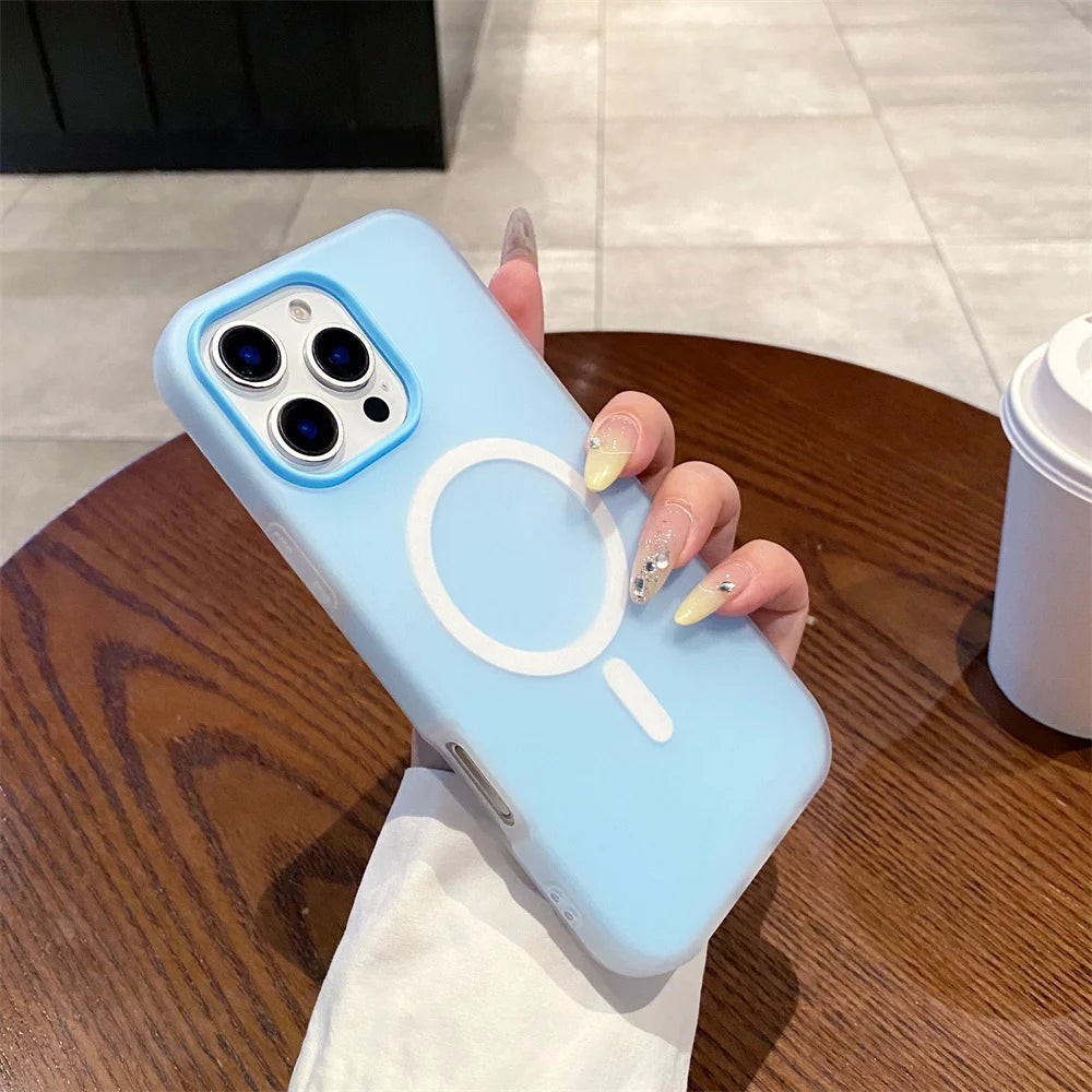 Luxury Candy Color  Magnetic Matte Case For iPhone 17 16 15 14 13 12 11 Pro Max  Air 16 ProMax Magsafe Wireless Charging  Cover