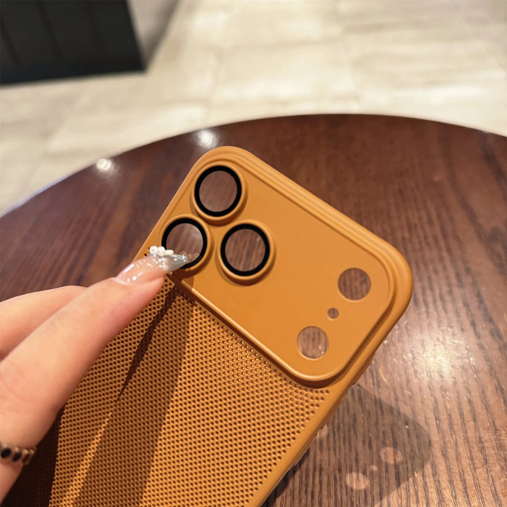 Original Cooling Grid Heat Dissipation Phone Case For iPhone 17Air 16 16E 15 14 13 12 11 17 Pro Max Mesh Breathable Hard Cover