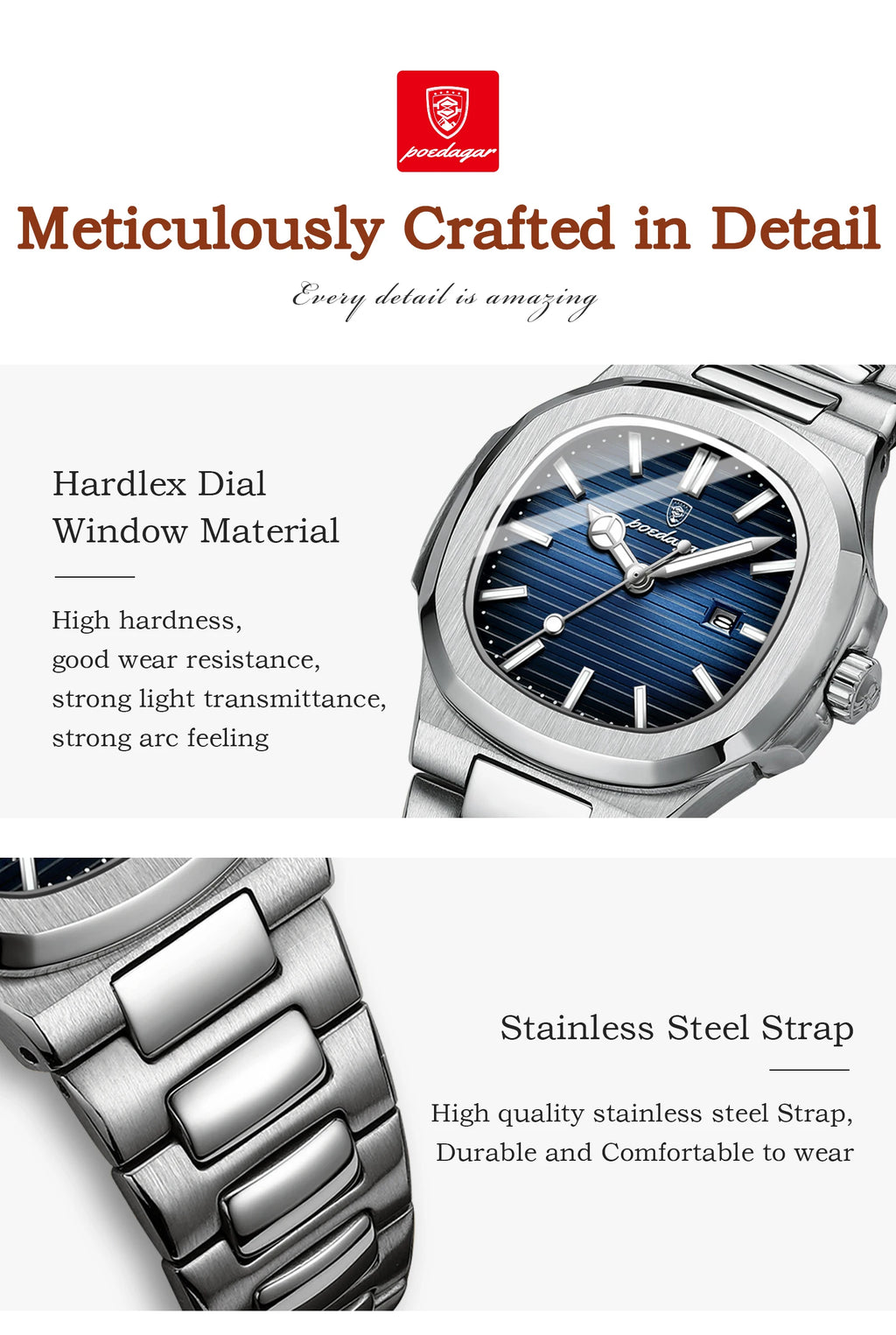 POEDAGAR Luxury Woman’s Quartz Watch Date Waterproof Luminous Ladies Wristwatch Stainless Steel Fashion Watches For Women Reloj