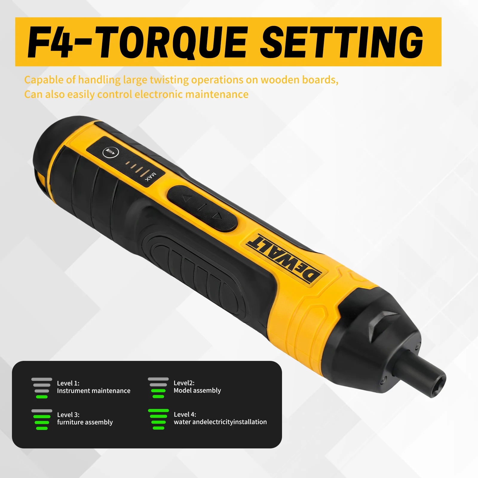 Dewalt us Cordless Electric Screwdriver | 3.6V 5N.m Torque | 1/4" Chuck | 1300mAh Li - ion Battery