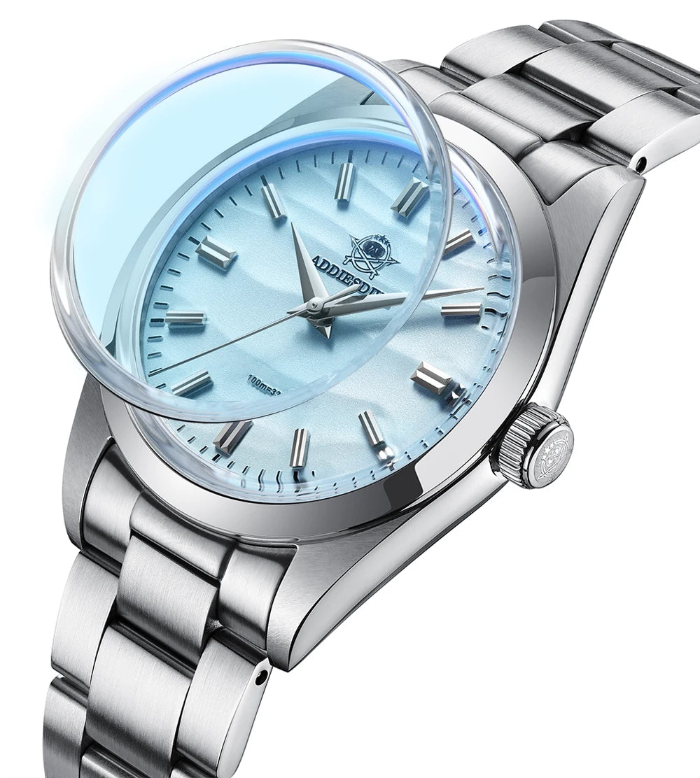 ADDIESDIVE Hot Sale Quartz Watch Simple 10Bar Steel Dive Wristwatch Bubble Mirror Pot Cover Glass Sports 36mm Men Watches AD2030