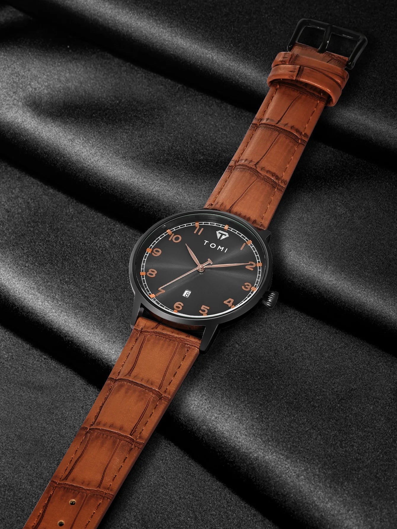 TOMI men's minimalist fashion watch circular dial calendar men's and women's casual quartz watch clock gift