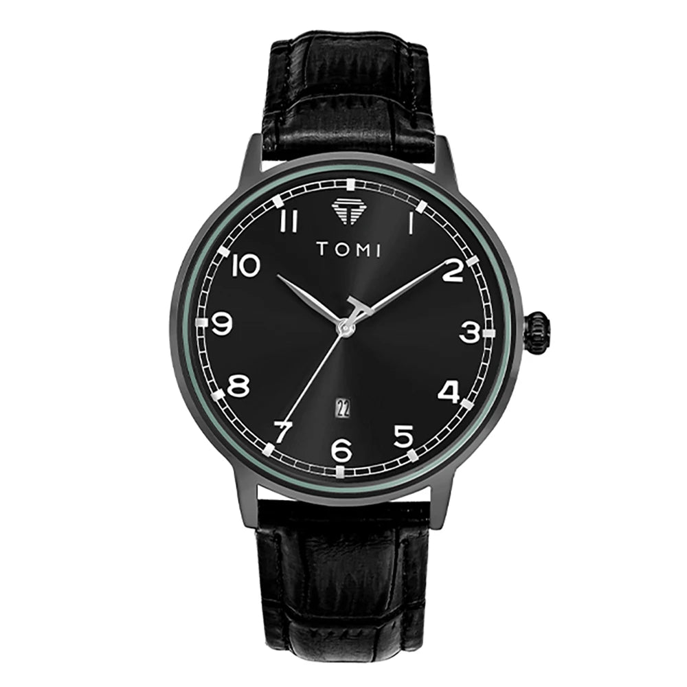 TOMI men's minimalist fashion watch circular dial calendar men's and women's casual quartz watch clock gift