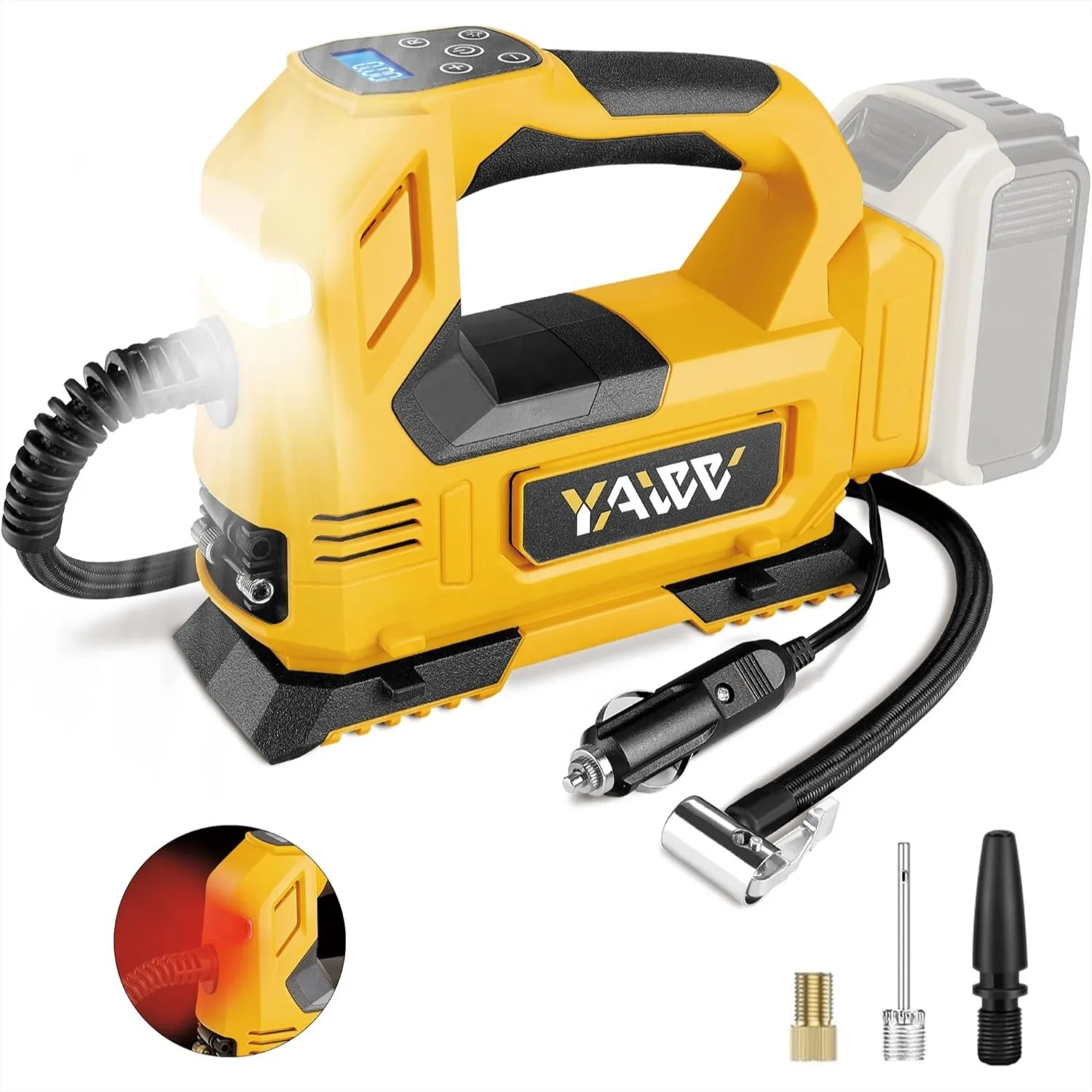 Cordless Tire Inflator Air Compressor for Dewalt us 20V Max Battery,160PSI Portable LED Light Handheld Pump with Digital Pressure