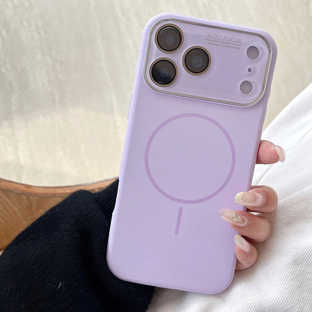 Advanced Liquid Phone Case For iPhone 17 16 14 15 Pro Max Magnetic Charging Glass Lens Protective Cover Silicone Couple Set