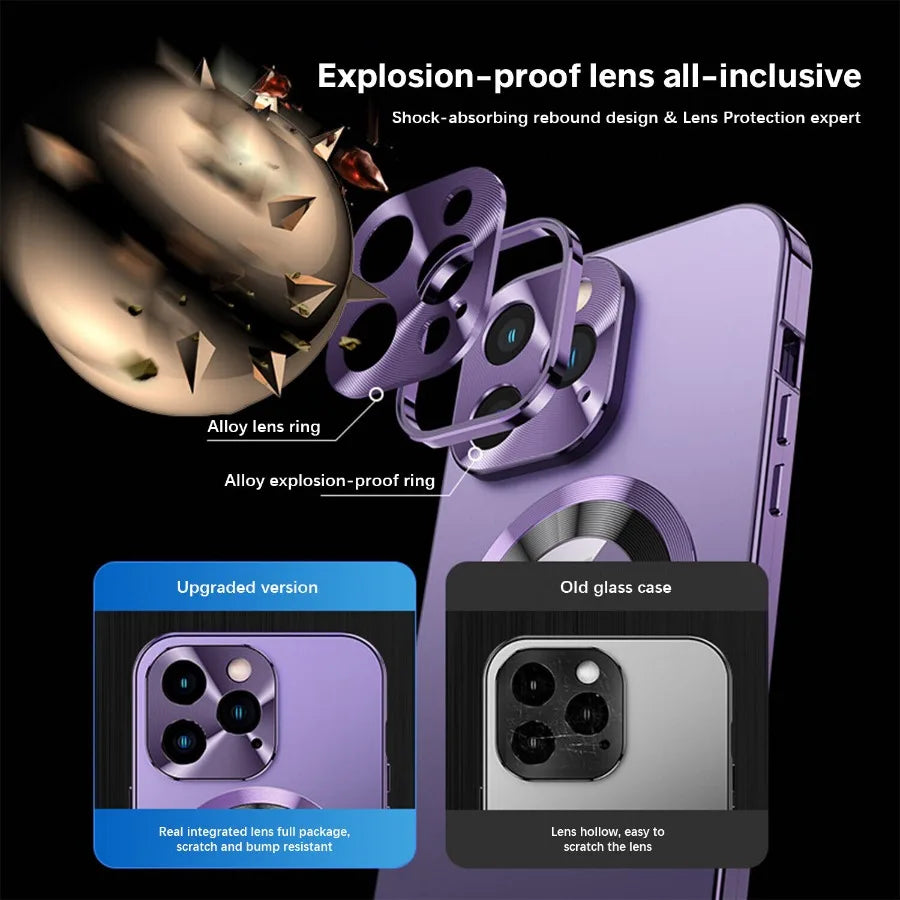 For iPhone 17 16 15 14 13 12Pro Max Full Aluminum Metal Magnetic Case Double-Sided Protection Shockproof Cover Screen Protector
