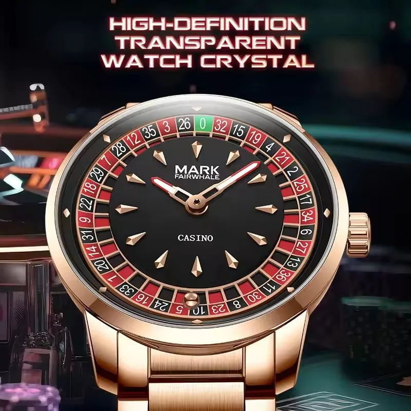Mark Fairwhale 5031 Fashion Quartz Watches for Man Creative Rotating Dial Luminous Waterproof Steel Strap Casual Men Wristwatch