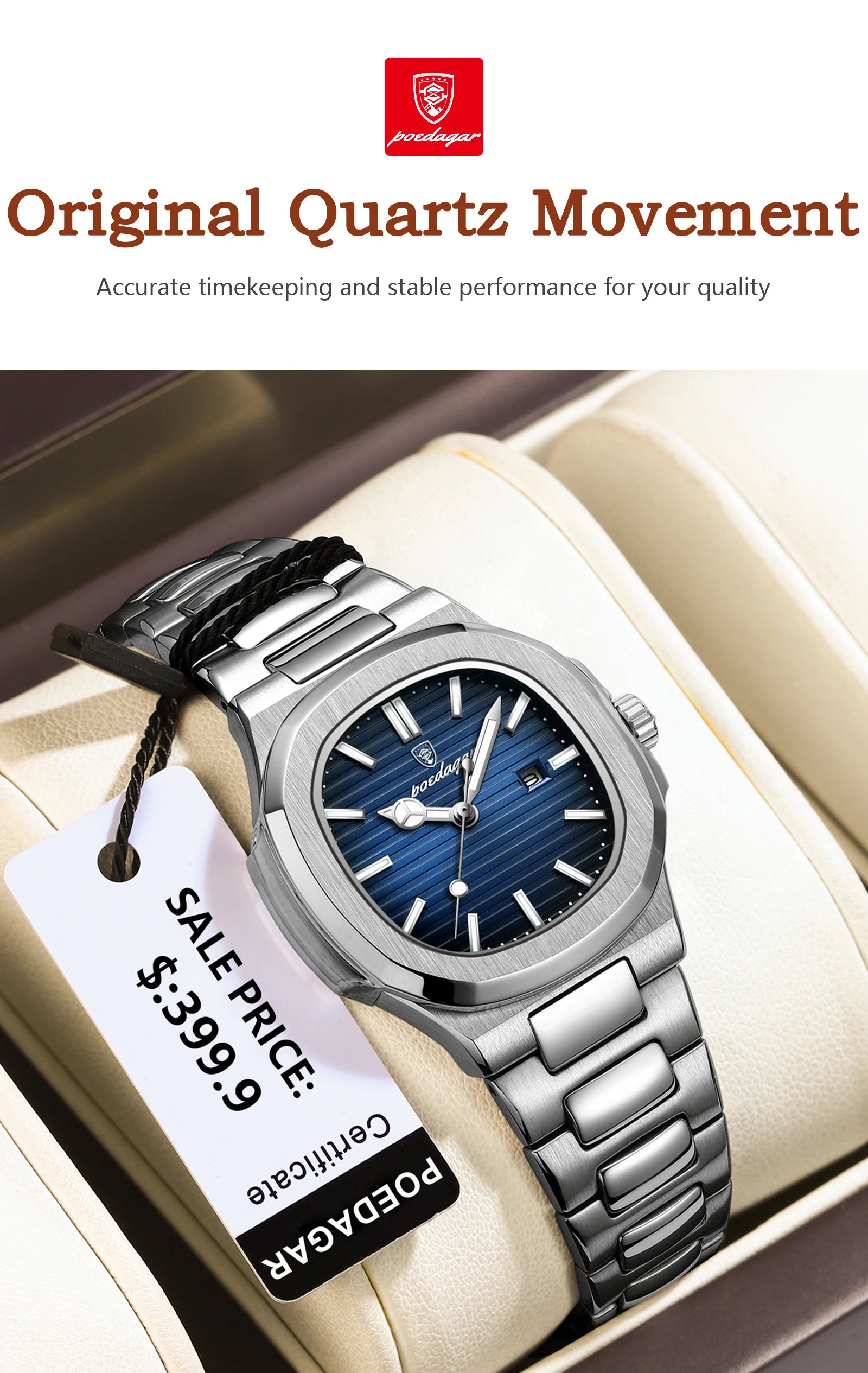 POEDAGAR Luxury Woman’s Quartz Watch Date Waterproof Luminous Ladies Wristwatch Stainless Steel Fashion Watches For Women Reloj
