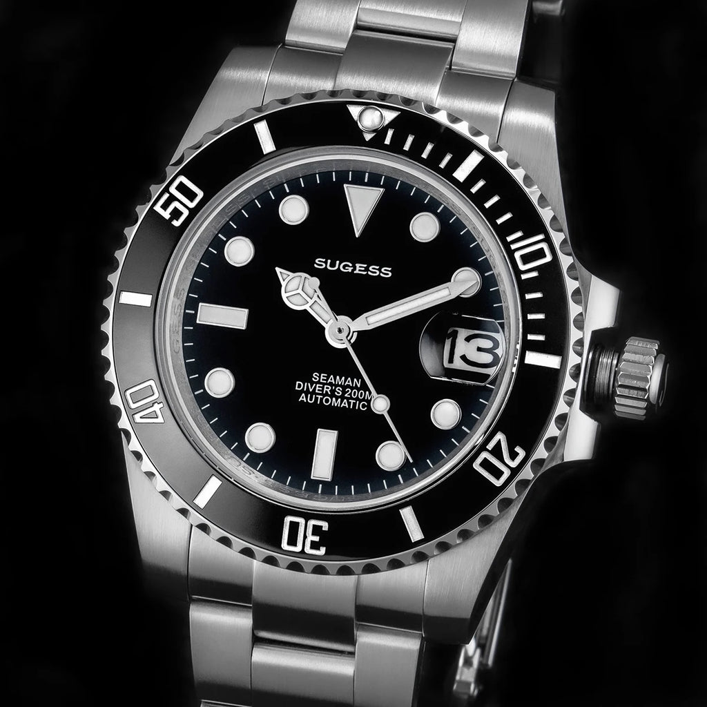 Sugess Watch of Men Diver NH35 Automatic Mechanical Wristwatch Date Sapphire Crystal Luminous Ceramic Bezel Waterproof 200M 2022