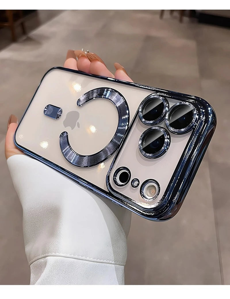 Luxury Magsafe Soft Phone Case For iPhone 11 12 13 14 15 16 17 Pro Max Plus Air Magnetic Transparent TPU Bumper Cases Cover