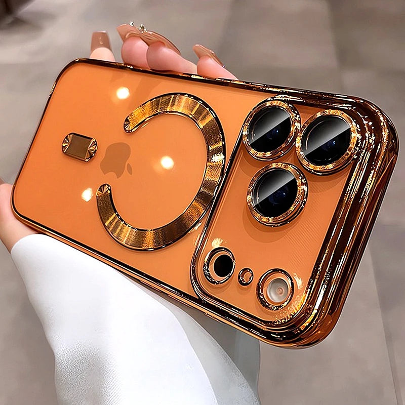 Luxury Magsafe Soft Phone Case For iPhone 11 12 13 14 15 16 17 Pro Max Plus Air Magnetic Transparent TPU Bumper Cases Cover
