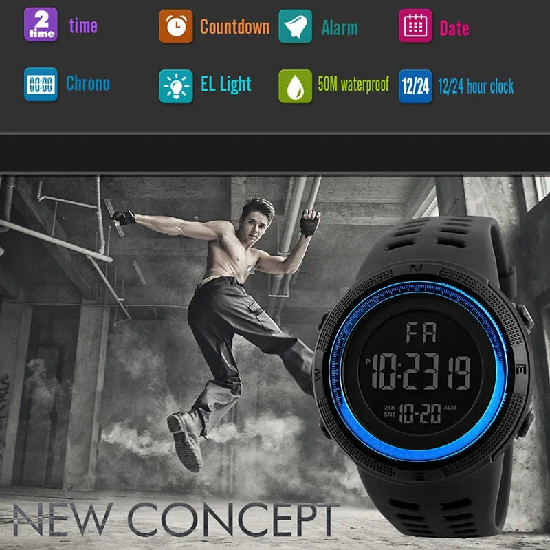 Men's Digital Watches Multifunction Military Men Sports Wristwatch Sweatproof Luminous Man Student Electronic Watch