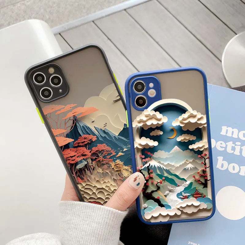 Printing Landscape phone case For iPhone 17 16 15 14 11 12 13 Pro Max Mini XS X XR 16 Plus Creative Mountains Shockproof Cover