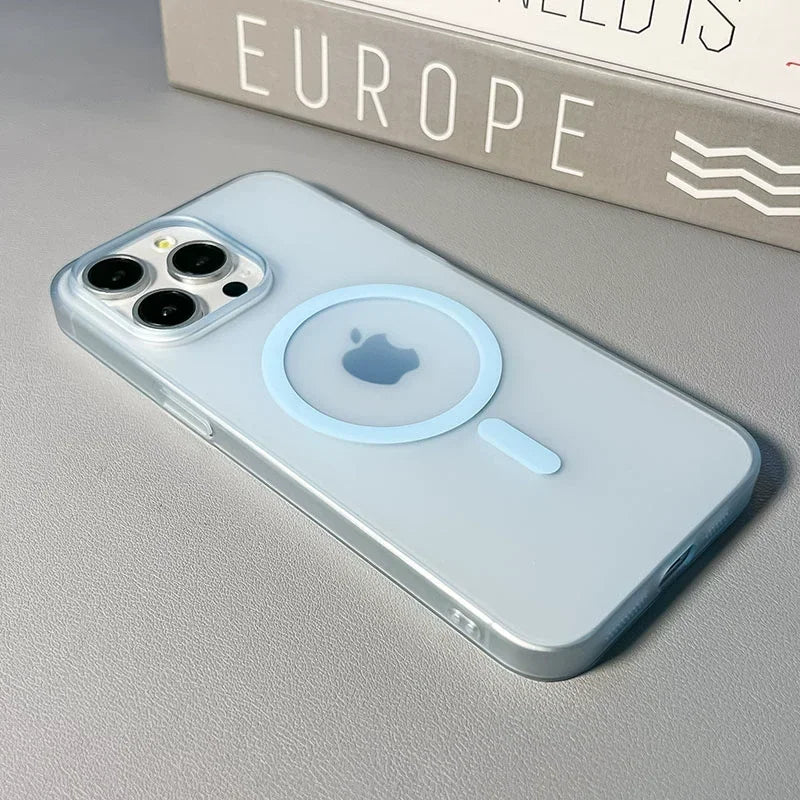 Ultra Thin Matte Magnetic Wireless Charger Case For iPhone 17 16 15 14 13 12 11 Pro Max For Magsafe Hard PC Translucent Cover