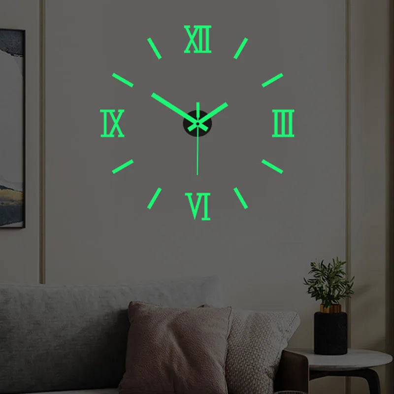 reloj de pared Luminous Wall Clock DIY Quartz Watch Clocks Acrylic Mirror Stickers Horloge Murale Wall Decor Home Decoration HOT