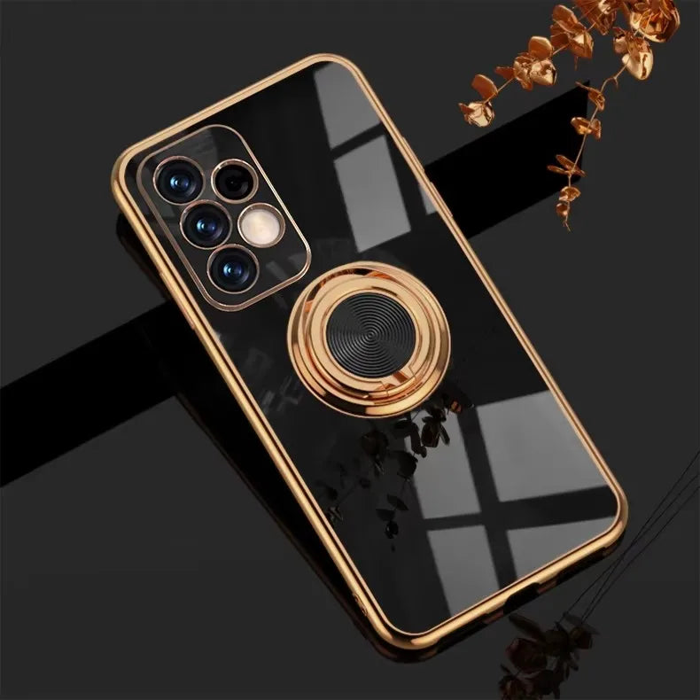 Luxury Plating 360°Rotate Metal Ring Holder Phone Case For Samsung Galaxy S25 Ultra S24 S23 FE S22 S21 S20 S10 Plus Back Cover