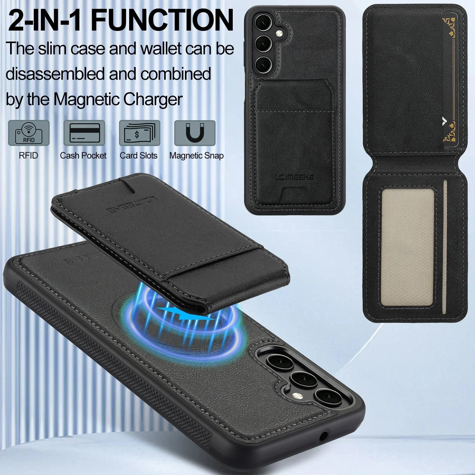 Detachable Leather Case For Samsung Galaxy S26 S25 Ultra S24 Plus S22 S21 FE A55 A35 A16 A36 A56 A15 A14 Card Wallet Phone Bag