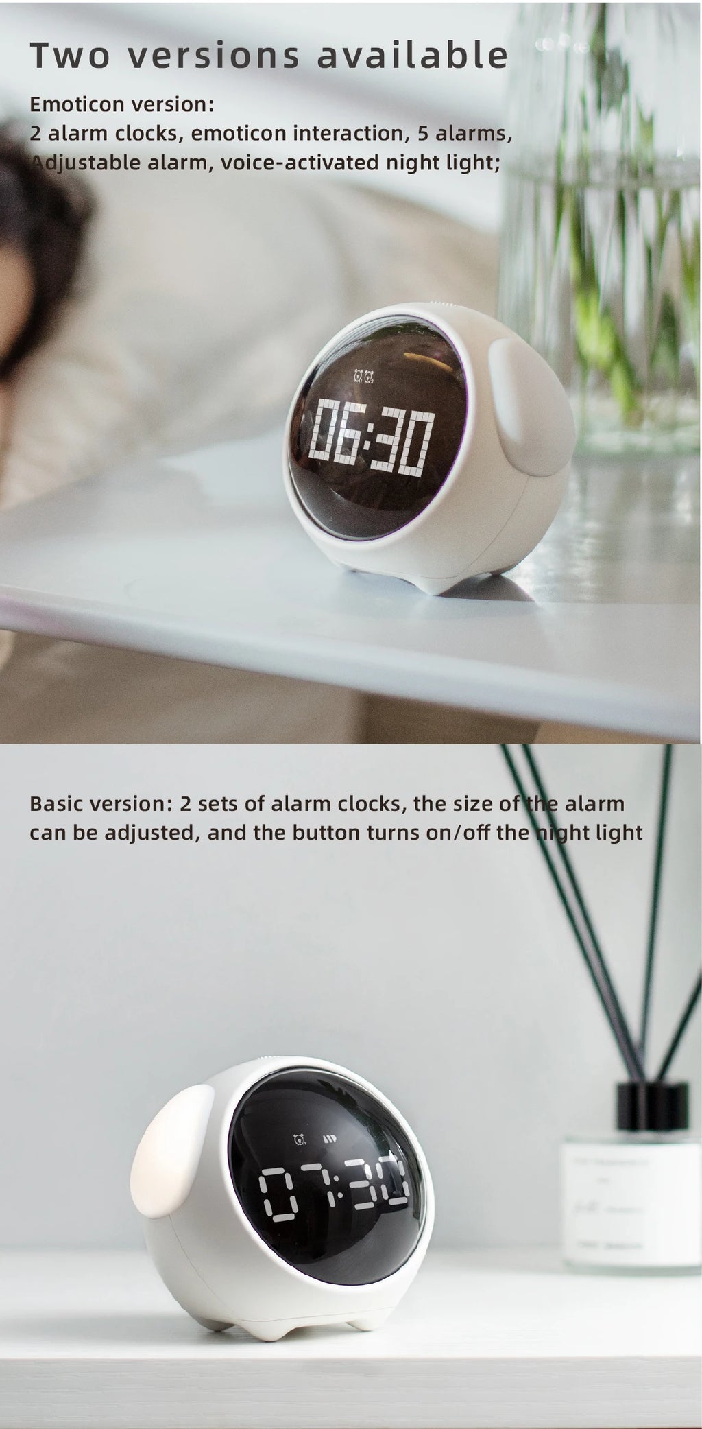 Child Alarm clock Digital Emotion Table Clock WIth Light Wireless Smart Bedside Cute Cartoon Alarm Clock For Kids
