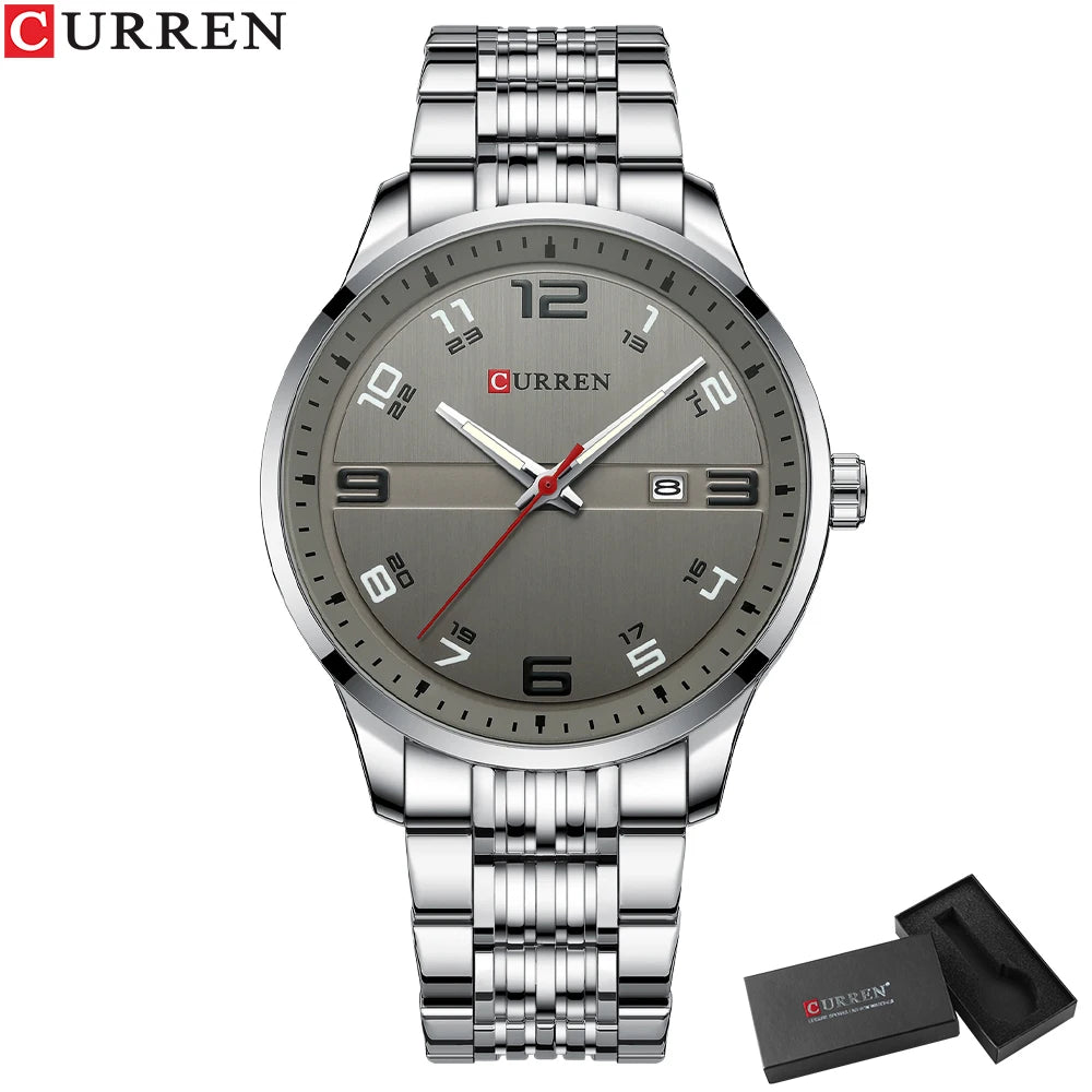 Men Fashion Casual Business Watches Men's Quartz Clock Male stainless steel Strap Wrist Watch Relogio