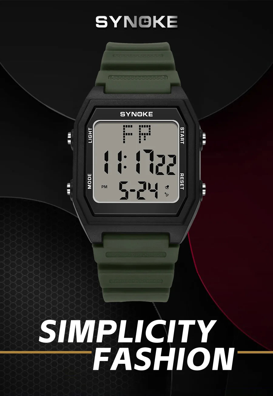 SYNOKE Digital Watches Men Military Sports Luminous Chronograph Waterproof Male Electronic Wrist Watches Square Watch