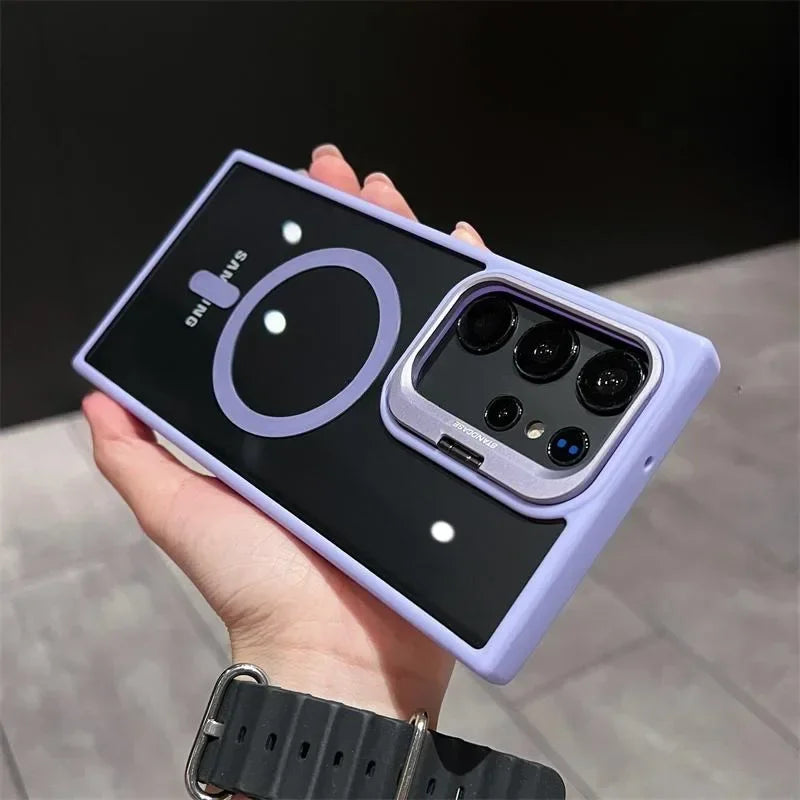 Camera Protector Holder Clear Phone Case For Samsung Galaxy S25 Ultra S24 S23 S22 S23 FE Plus Magsafe Magnetic Cover Capa Fundas