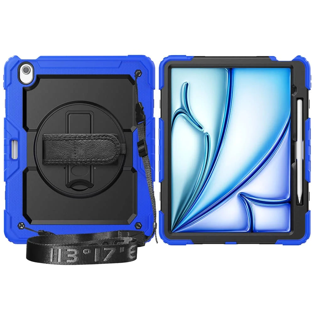 For iPad (A16) 11th Air 11 Air 13 M3  (2025) - Heavy Duty Protective Cover with Screen Protector, Shoulder Strap & Pencil Holder