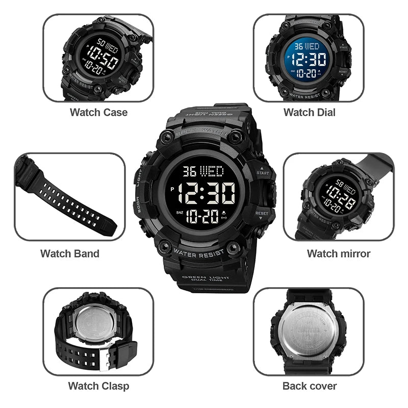 Skmei Luxury Fashion Sports Watches Men Waterproof Stopwatch Dual Time Digital Wristwatch Big Dial Clock Reloj Hombre