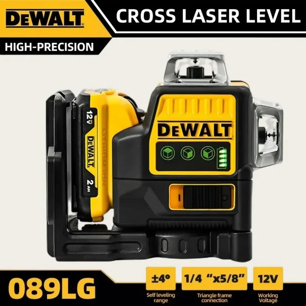 2026 DEWALT us DW089LG 12V Laser Level Self-Levelling 12-Line 3-Sides*360-Degree Horizontal & Vertical Cross-Line Tool