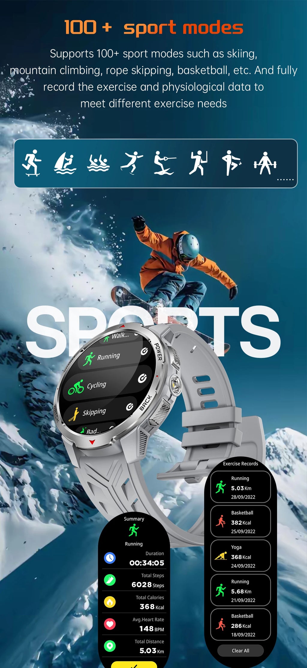 LIGE New 1100mAh Battery Smart Watches For Man Outdoor Sport LED Flashlight Compass Men’s Smartwatch Bluetooth Call Men Watches